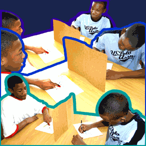 Picture of partners drawing from instructions